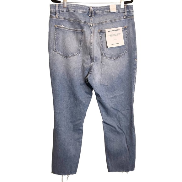 Good American Good Classic Distressed Straight High Rise Crop Jeans Size 18 NWT - Picture 2 of 16